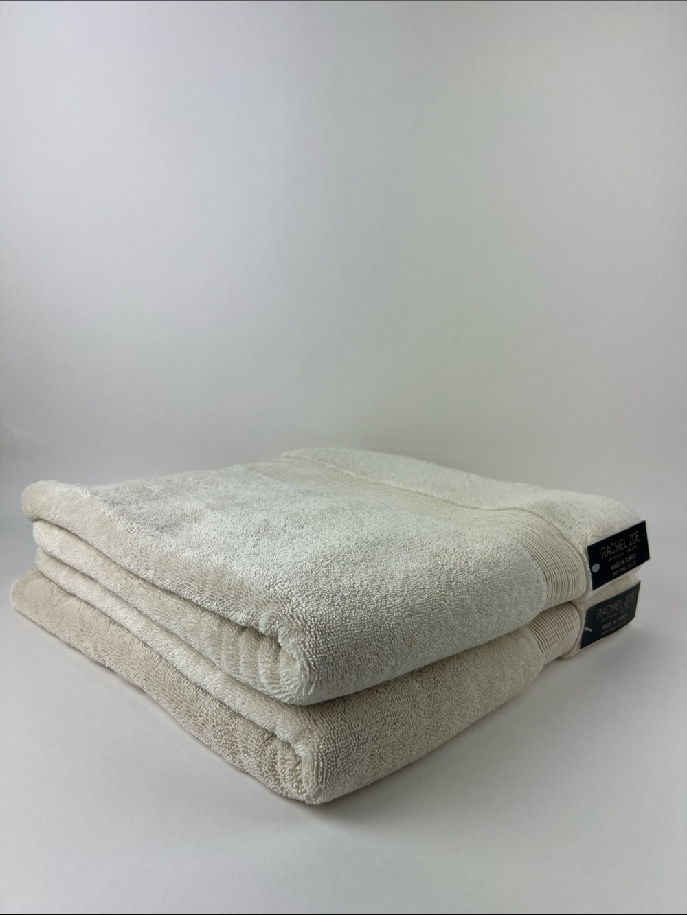 Rachel Zoe Bath Towels Cream Plush Soft 100% Cotton Made in Turkey 2 Pc NEW